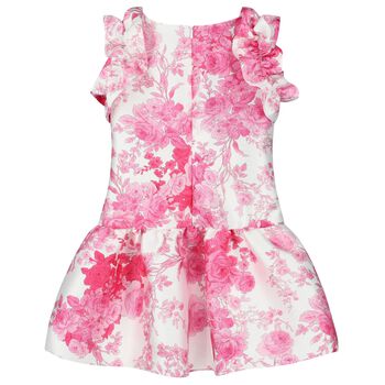 Girls White & Pink Floral Dress