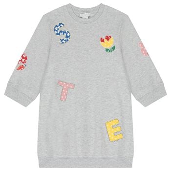 Girls Grey Logo Sweatshirt Dress