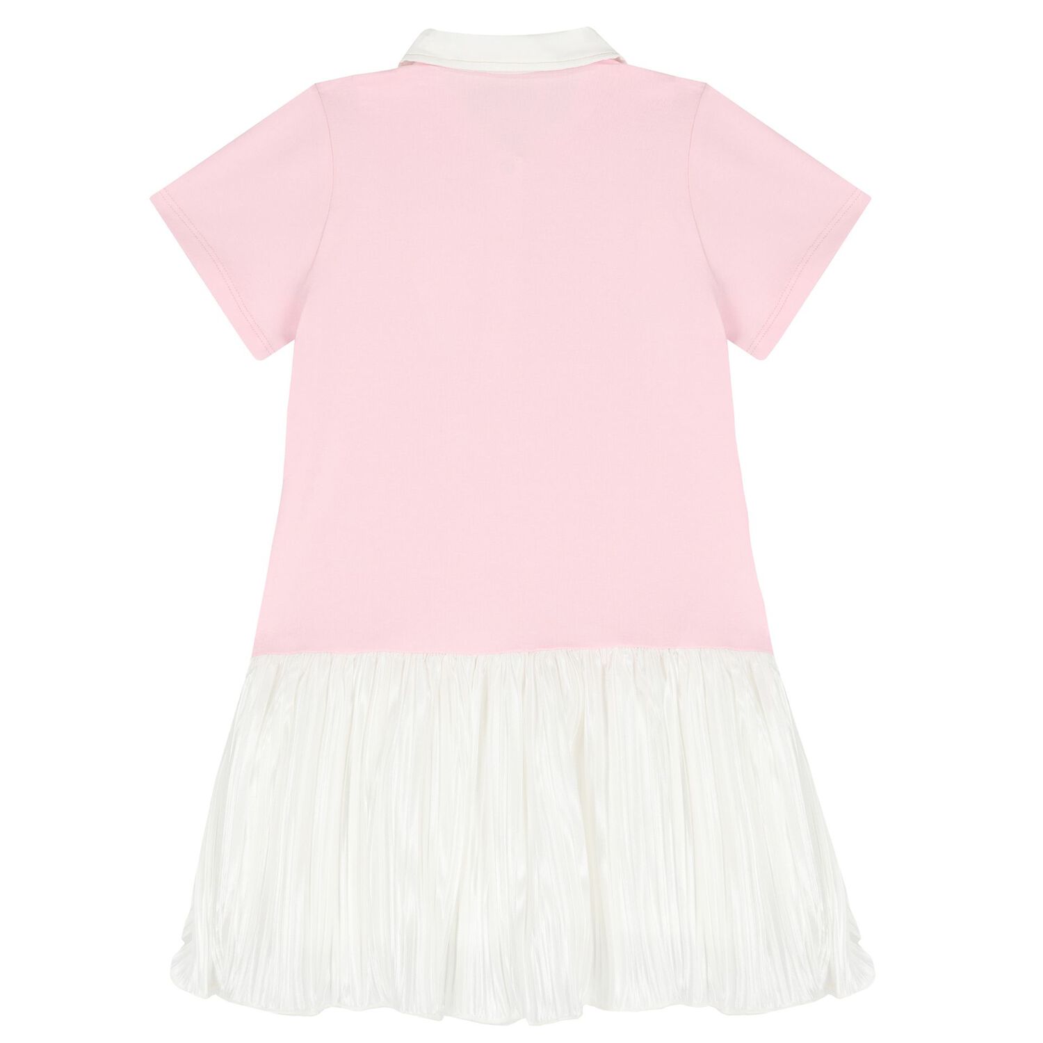 فستان للبنات باللونين الوردي والعاجي مع شعار, 2, hi-res
