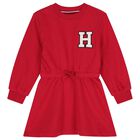 Girls Red Logo Sweatshirt Dress, 1, hi-res