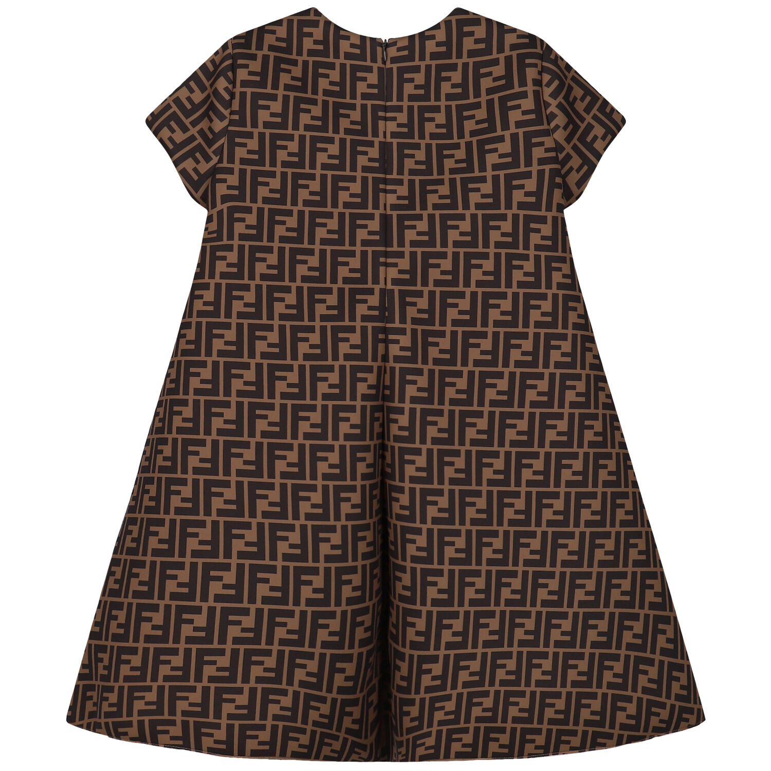 Girls Beige FF Logo Dress, 1, hi-res image number null