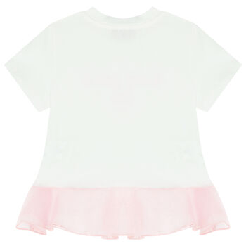 Girls White & Pink Logo T-Shirt
