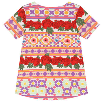 Girls Red & White Logo & Floral T-Shirt