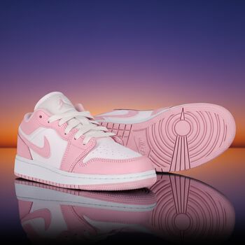 Girls White & Pink Air Jordan 1 Low Trainers