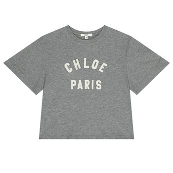 تيشيرت باللون الرمادي بشعار للبنات