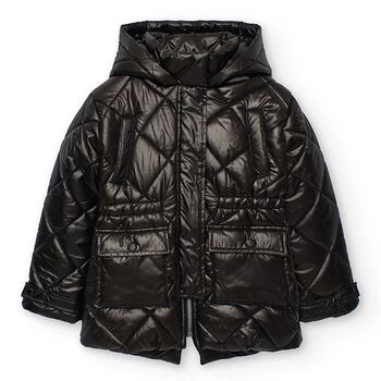 Girls Black Quilted Puffer Jacket