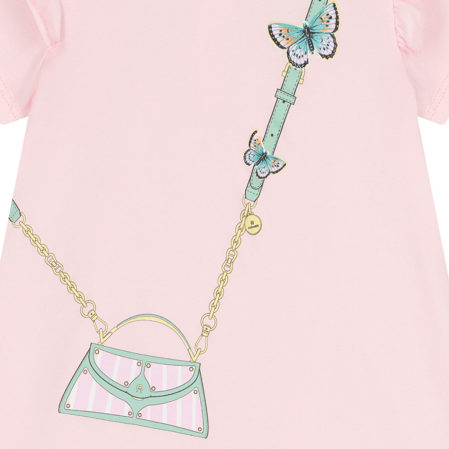 فستان بنات بالشعار بطبعه حقيبه باللون الوردى, 3, hi-res