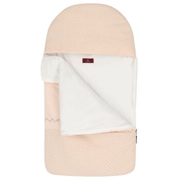 Baby Girls Pink & Beige Teddy Bear Logo Nest