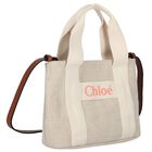 Girls Beige Logo HandBag, 1, hi-res