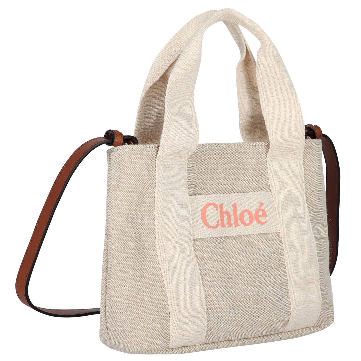 Girls Beige Logo HandBag, 1, hi-res