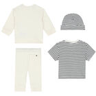 طقم هدية بالشعار باللون العاجى والابيض والكحلى (4 قطع), 1, hi-res