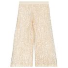 Girls Beige & Gold Chiffon & Sequin Lace Trousers Set, 1, hi-res