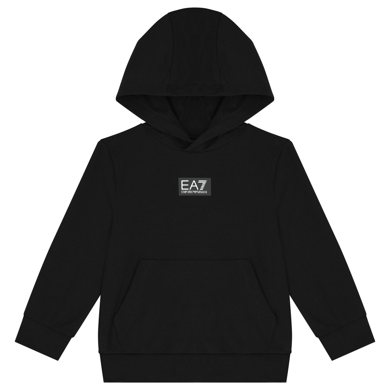 Boys Black Logo Hooded Top, 1, hi-res