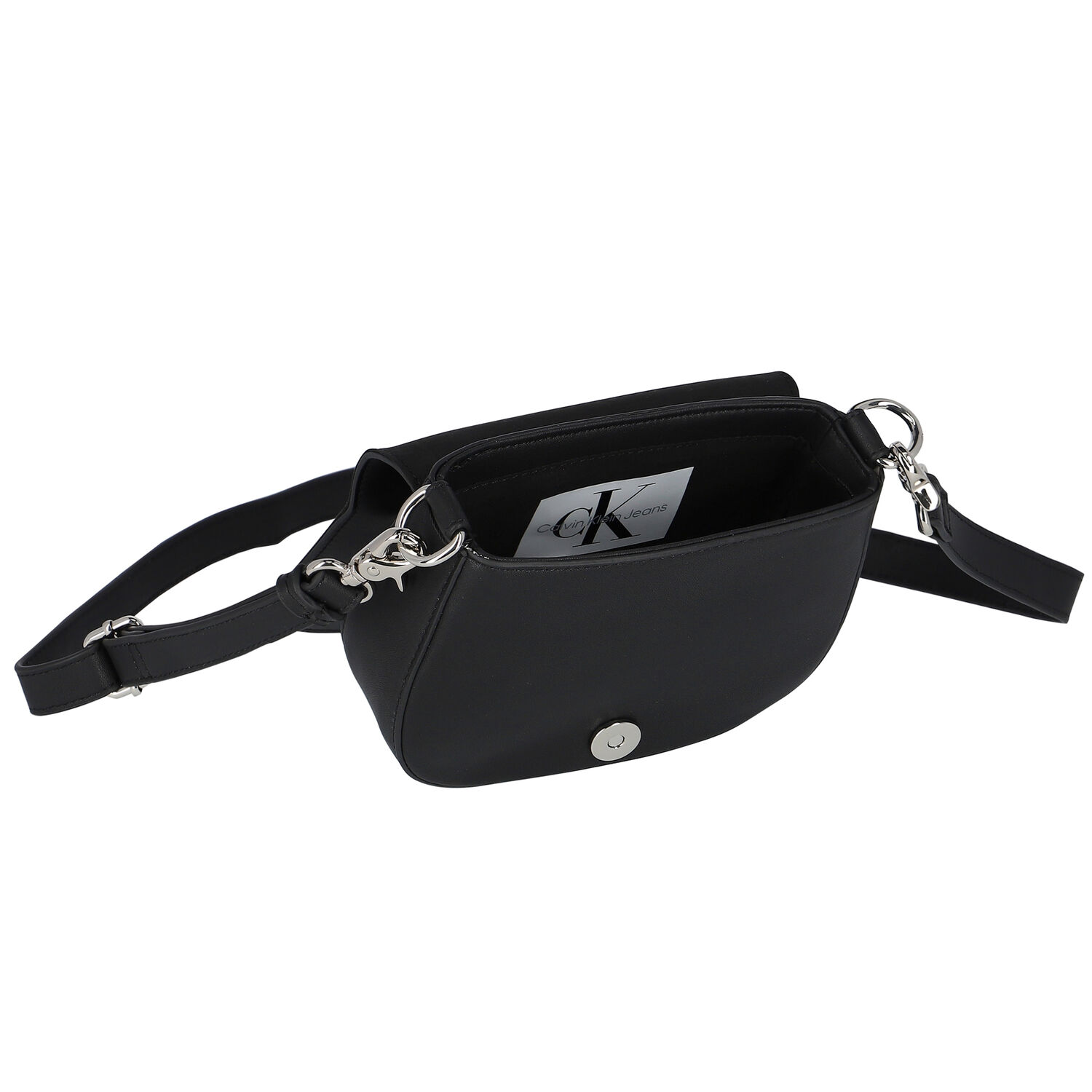 حقيبة كتف بالشعار باللون الأسود للبنات, 1, hi-res