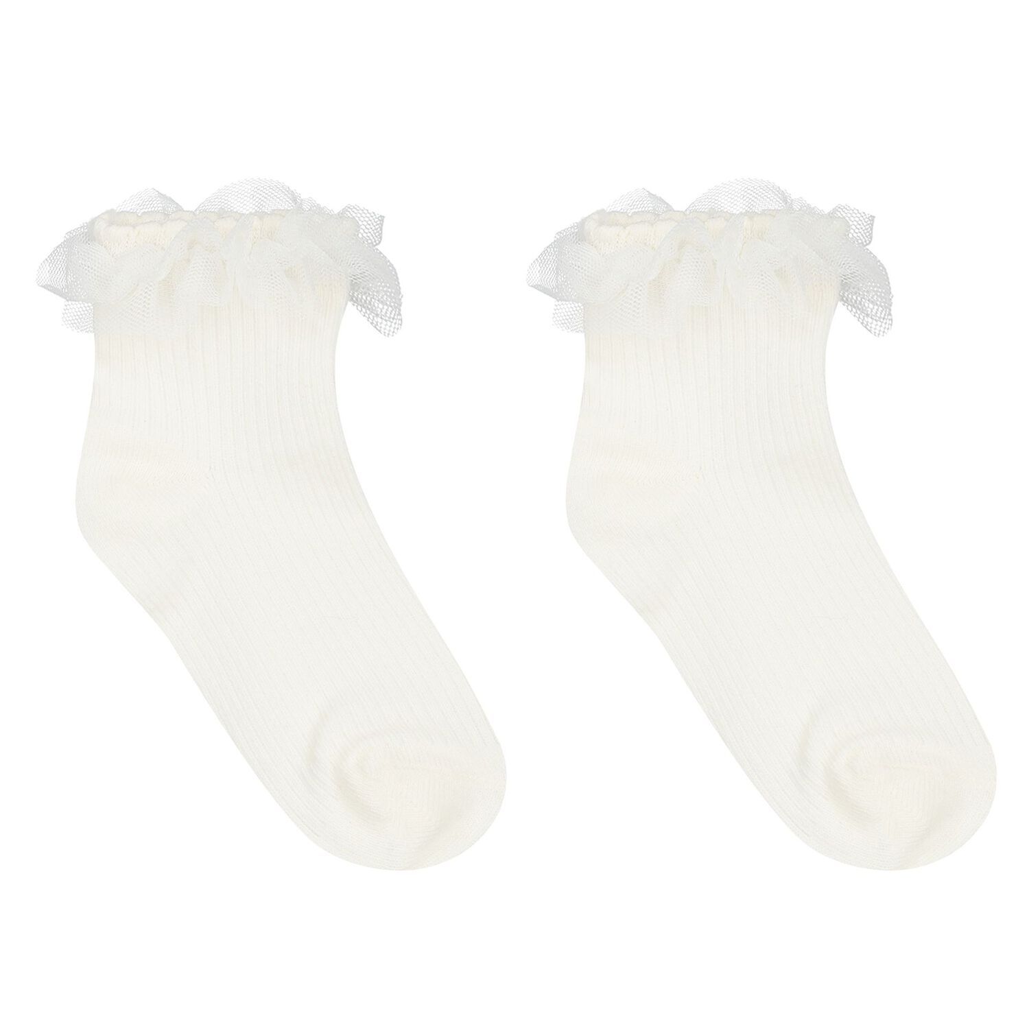 Younger Girls Ivory & Pink Socks ( 2-Pack ), 2, hi-res