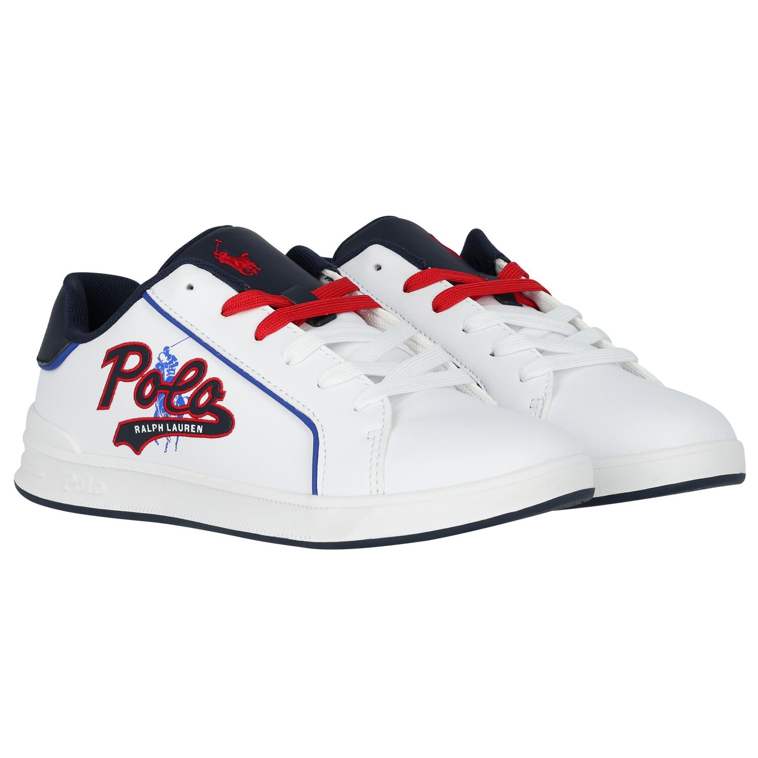Boys White Logo Trainers, 1, hi-res
