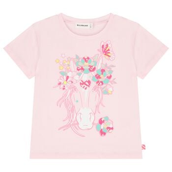Girls Pink Horse Sequin T-Shirt