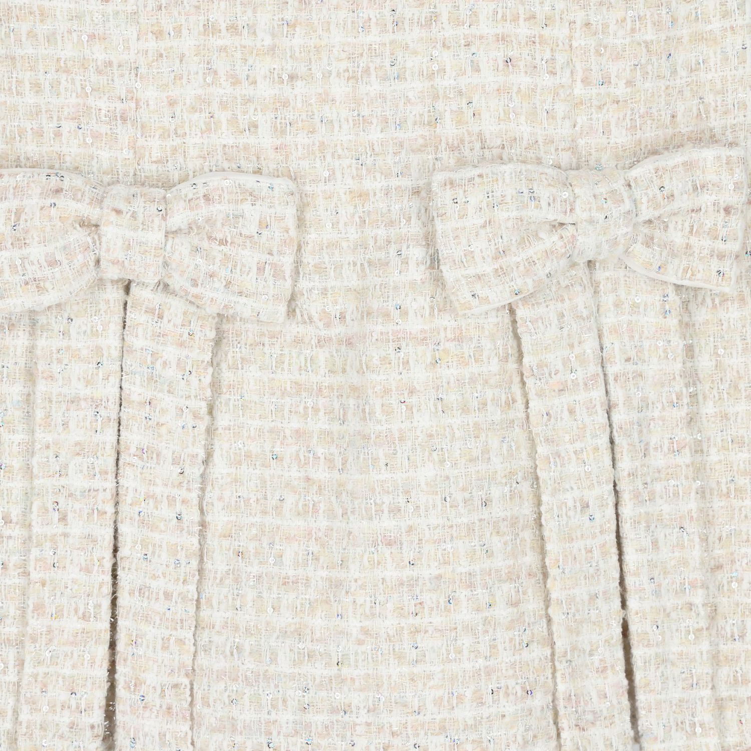 Girls Ivory Embellished Tweed Dress, 1, hi-res
