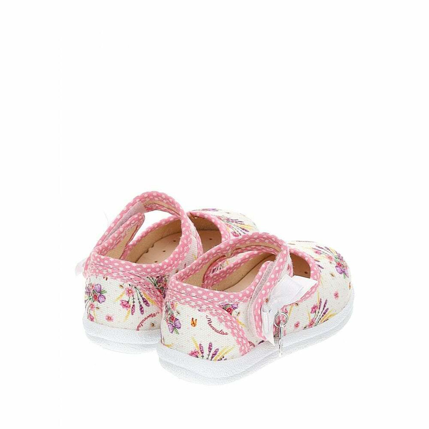 حذاء بالزهور باللون الابيض والوردى للبنات, 1, hi-res