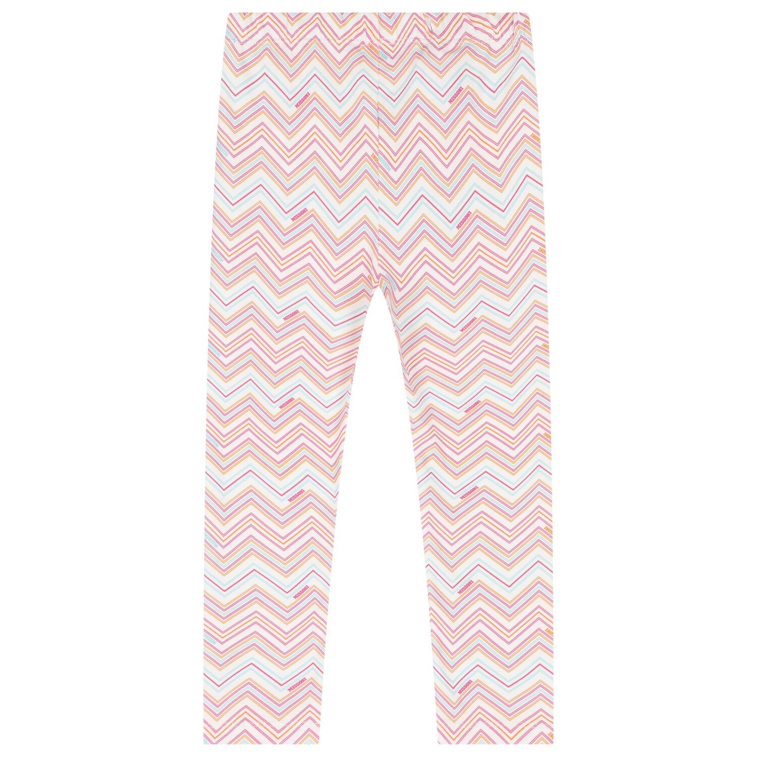 Girls White Zig Zag Leggings, 1, hi-res image number null