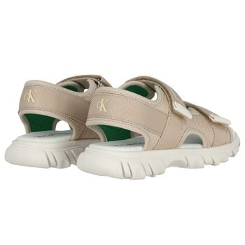 Boys Beige Logo Sandals