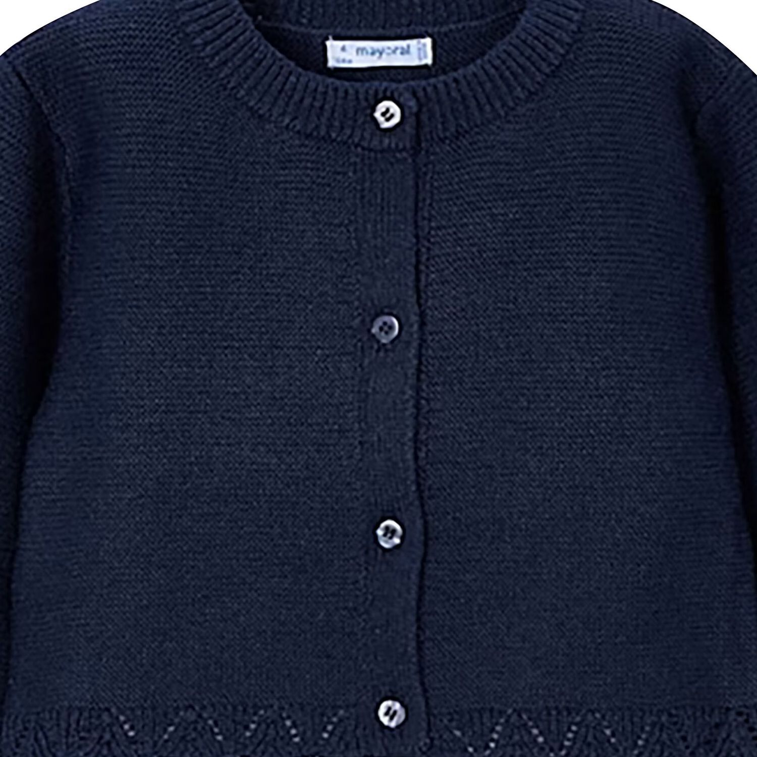 Girls Navy Blue Knitted Cardigan, 4, hi-res