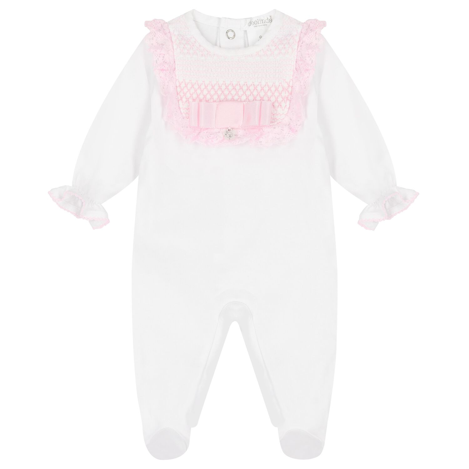 ملابس أطفال دانتيل باللونين الأبيض والوردي للبنات, 1, hi-res