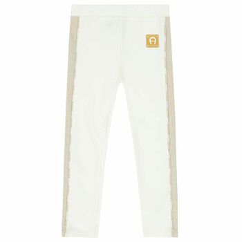 Girls Ivory Logo Trousers