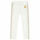 Girls Ivory Logo Trousers, 1, hi-res