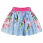Girls Pink & Blue Floral Skirt, 1, hi-res