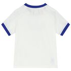 طقم أولاد شورت بالشعار باللون الأبيض والأزرق, 1, hi-res