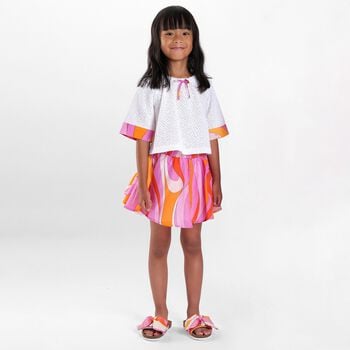 Girls Pink & Orange Onde Skirt