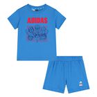 Younger Boys Blue Marvel Shorts Set, 1, hi-res