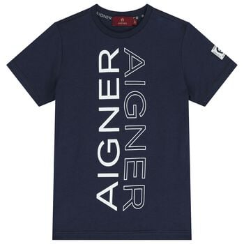 Boys Navy Blue Logo T-Shirt