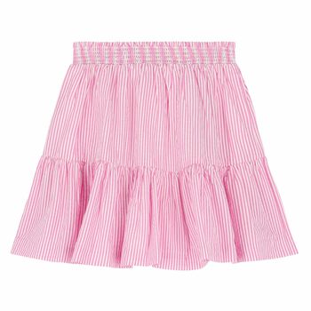 Girls White & Pink Striped Skirt