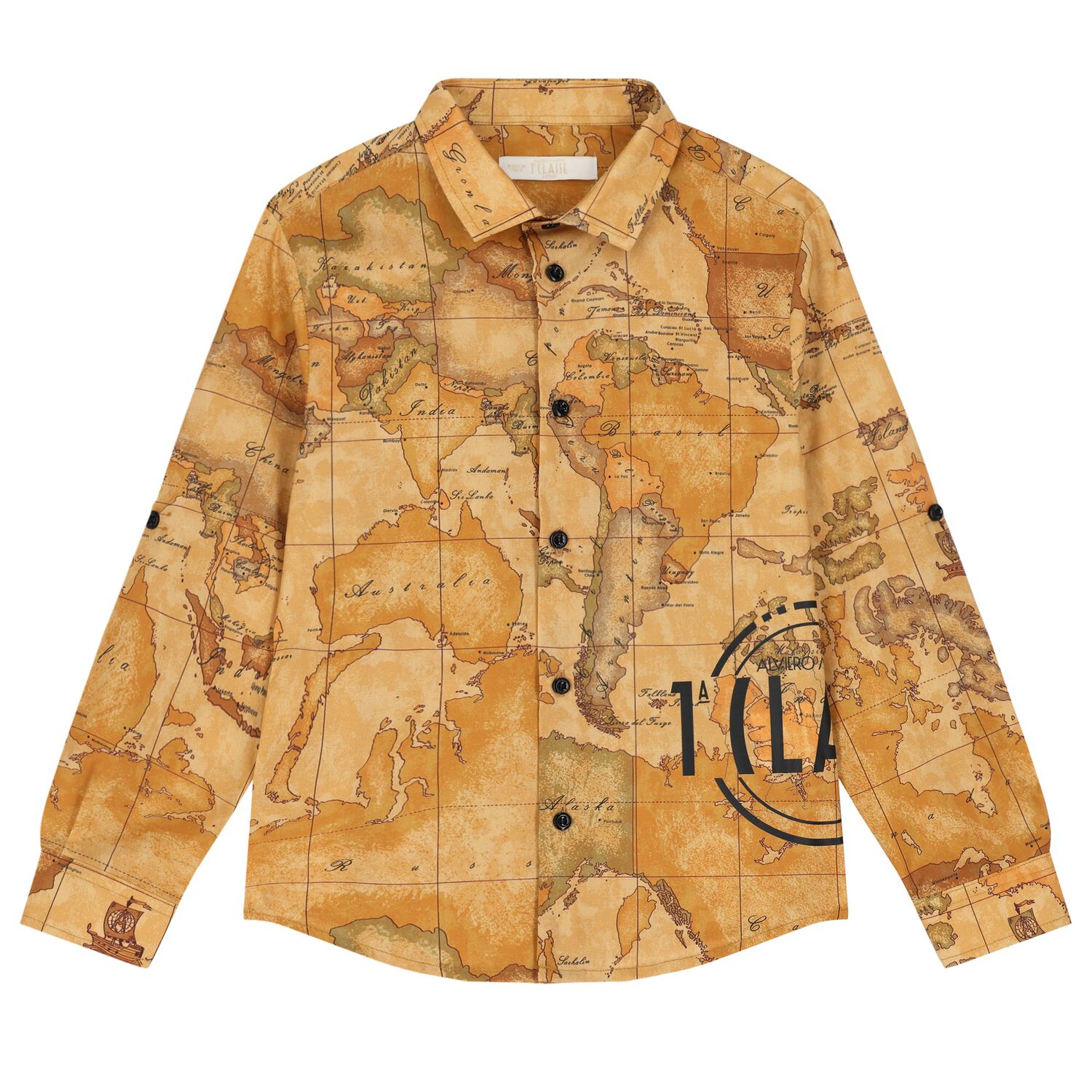 Boys Beige Geo Map Shirt, 1, hi-res image number null