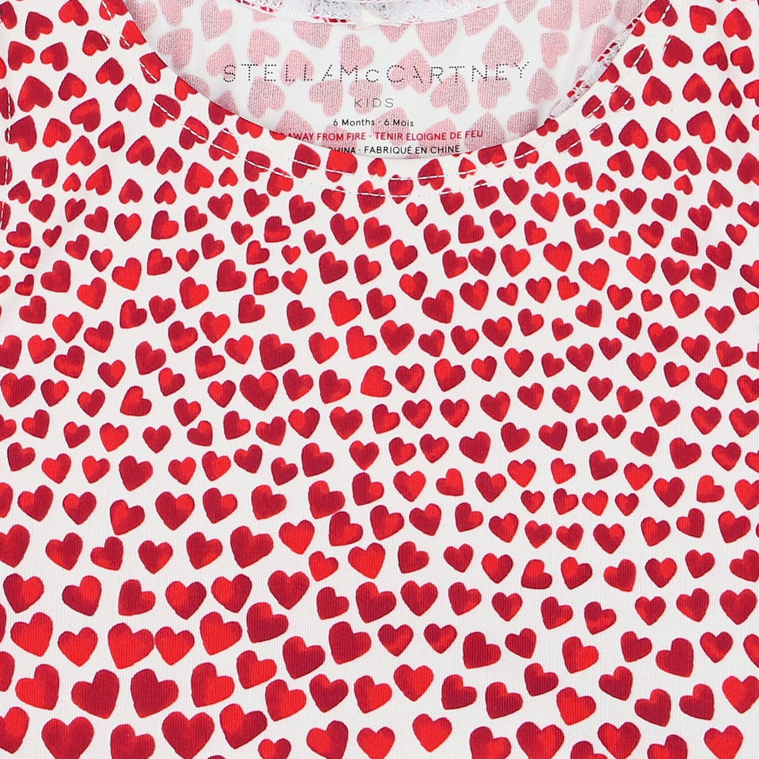Younger Girls Ivory & Red Hearts Swimsuit, 1, hi-res