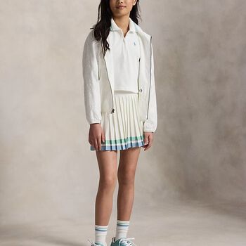 Girls White Logo Pleated Skirt