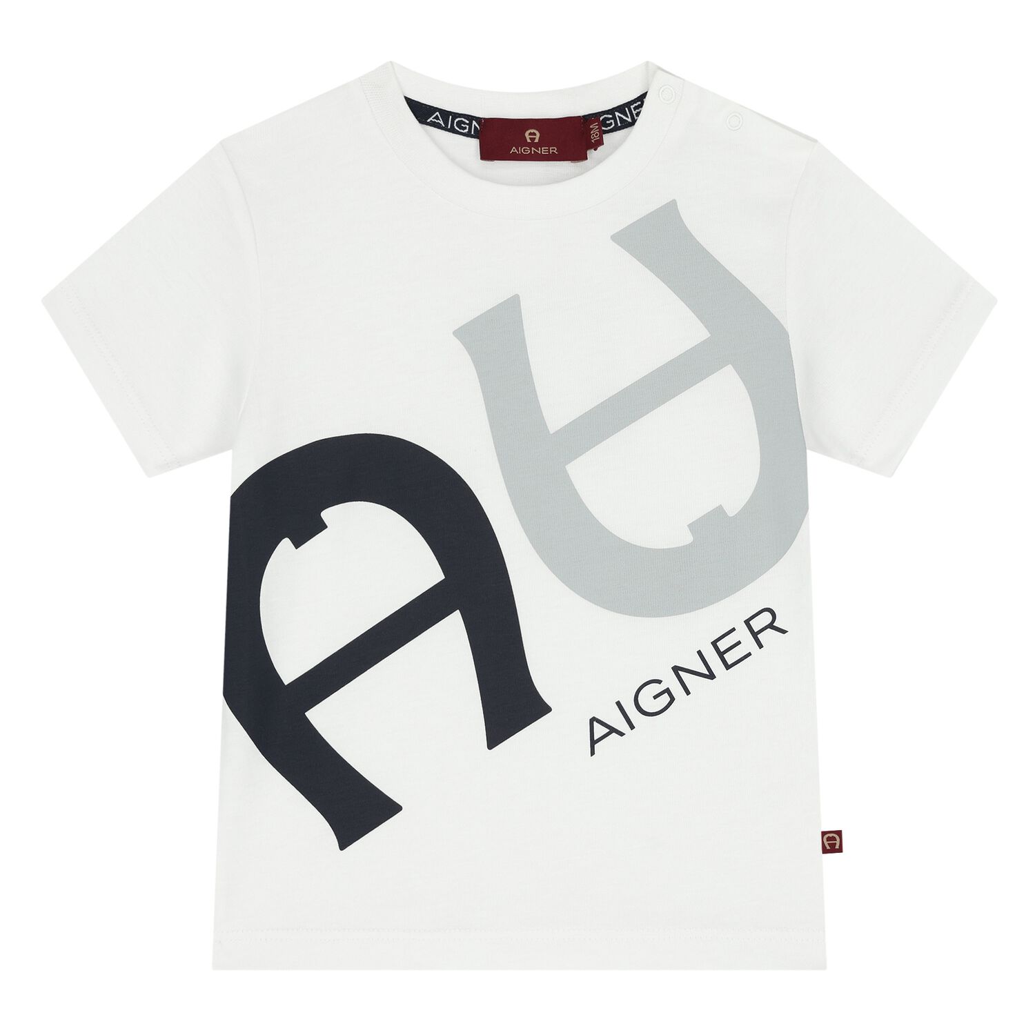 Younger Boys White Logo T-Shirt, 1, hi-res