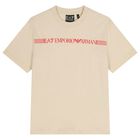 طقم شورت اولاد بالشعار باللون البيج والاسود , 2, hi-res