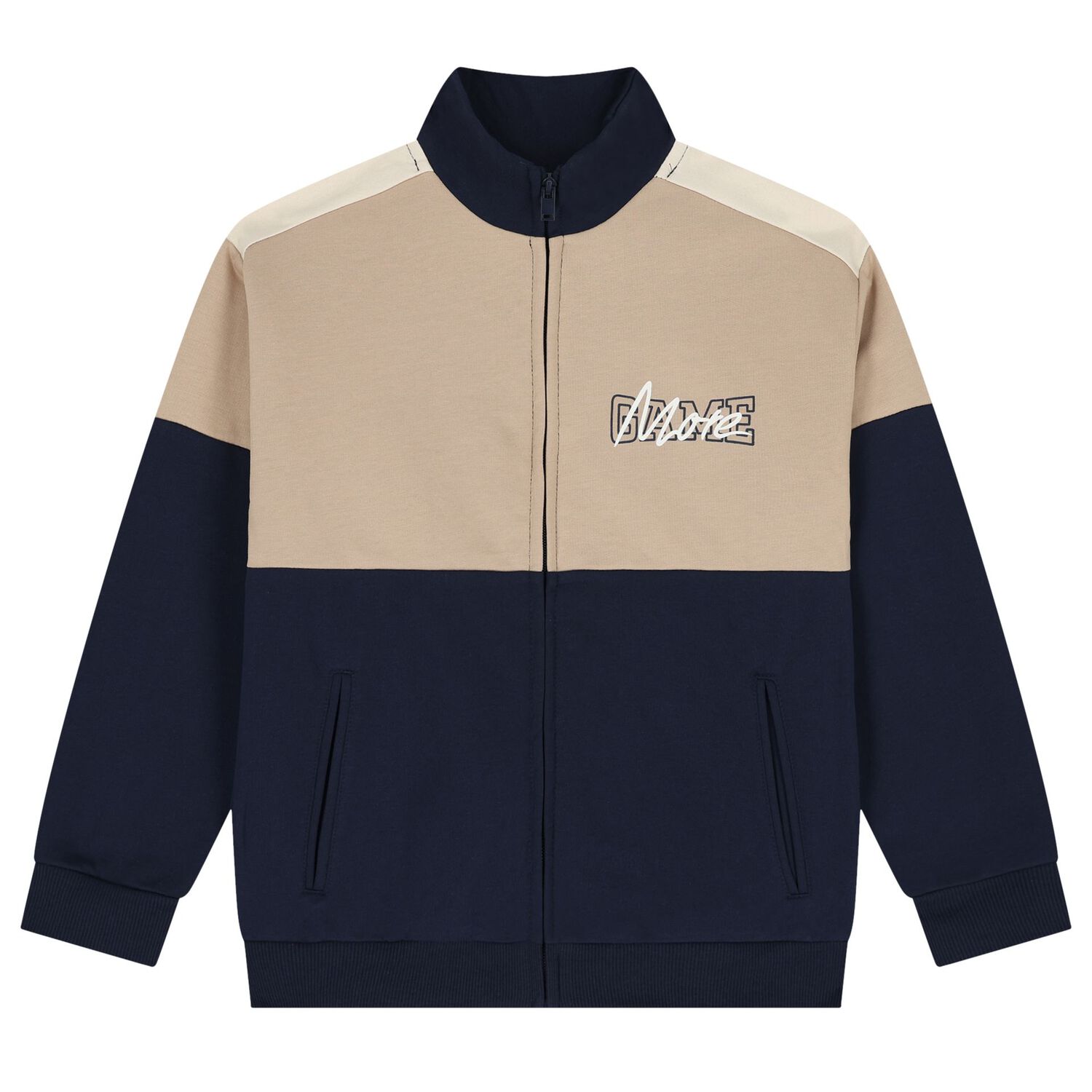 Boys Navy Blue & Beige Tracksuit, 1, hi-res