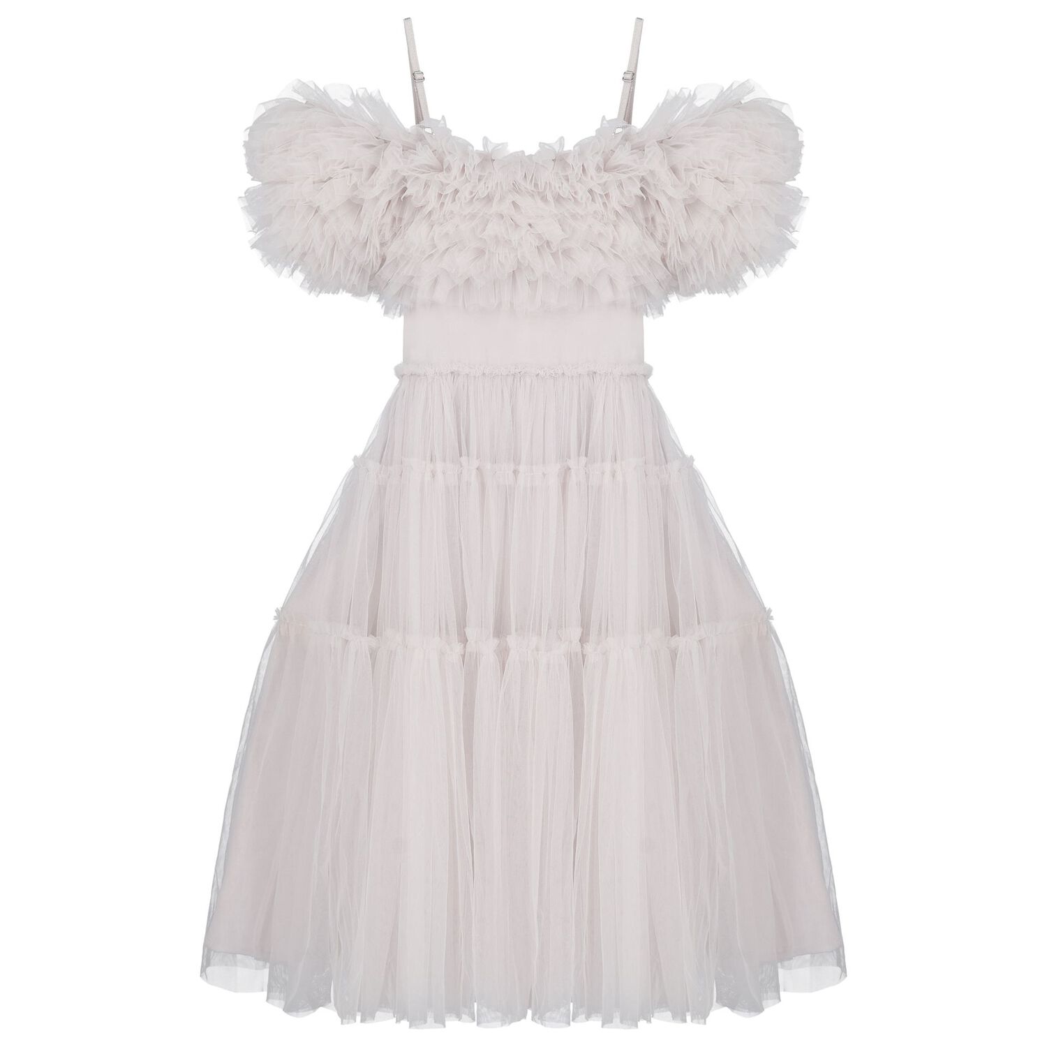 فستان تول بنات بالون الرمادي, 1, hi-res