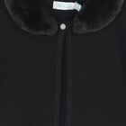 Girls Black Faux Fur Collar Cardigan, 2, hi-res