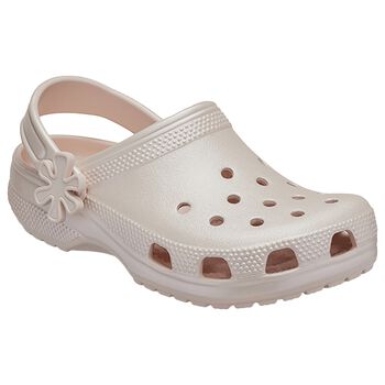 Girls Metallic Beige Classic Clogs Sandals 