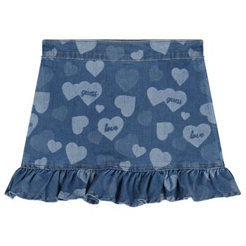 Girls Blue Logo Denim Skirt