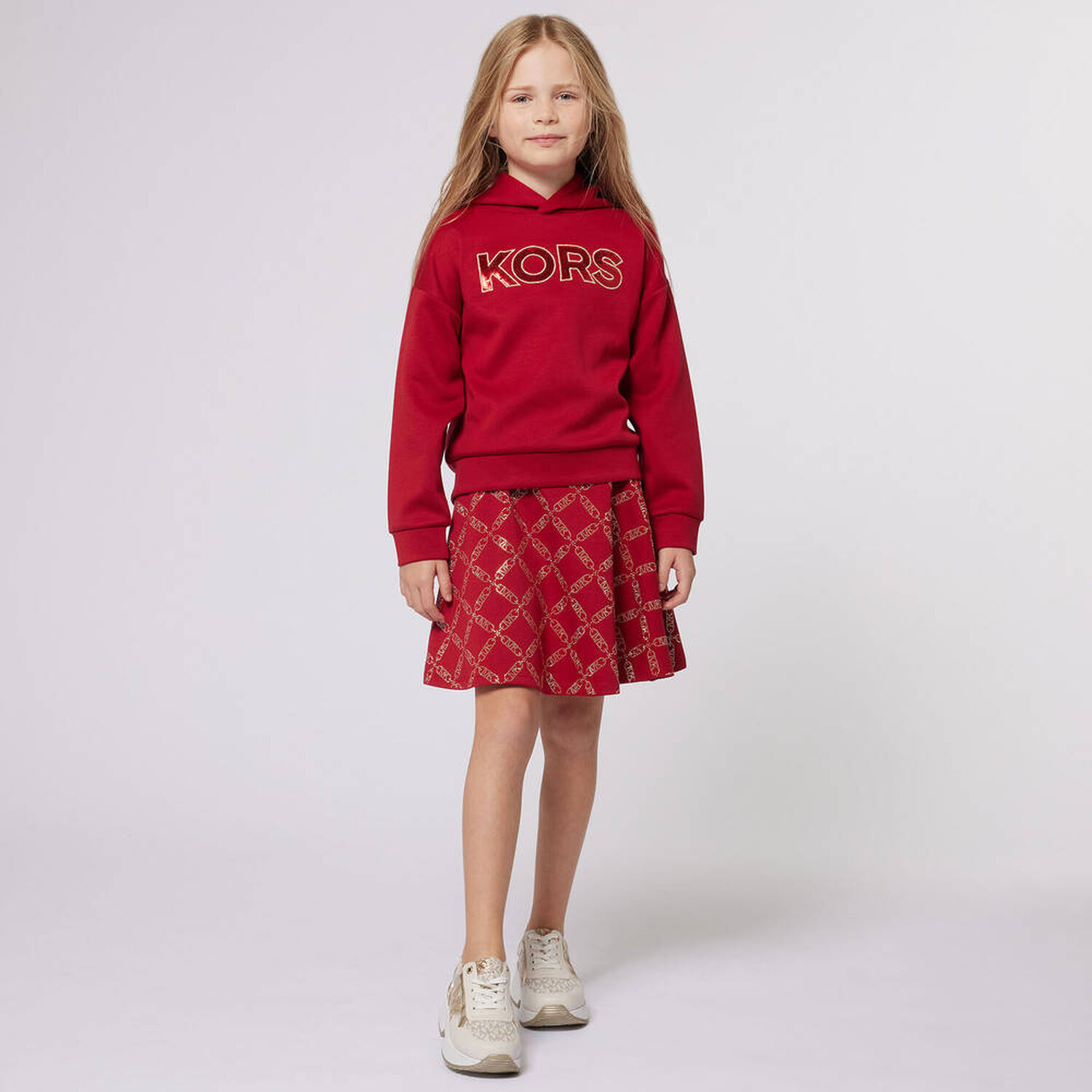 Girls Ivory & Gold Logo Trainers, 1, hi-res image number null