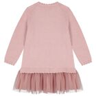 فستان بنات محبوك بتطريز زهور وردية , 1, hi-res