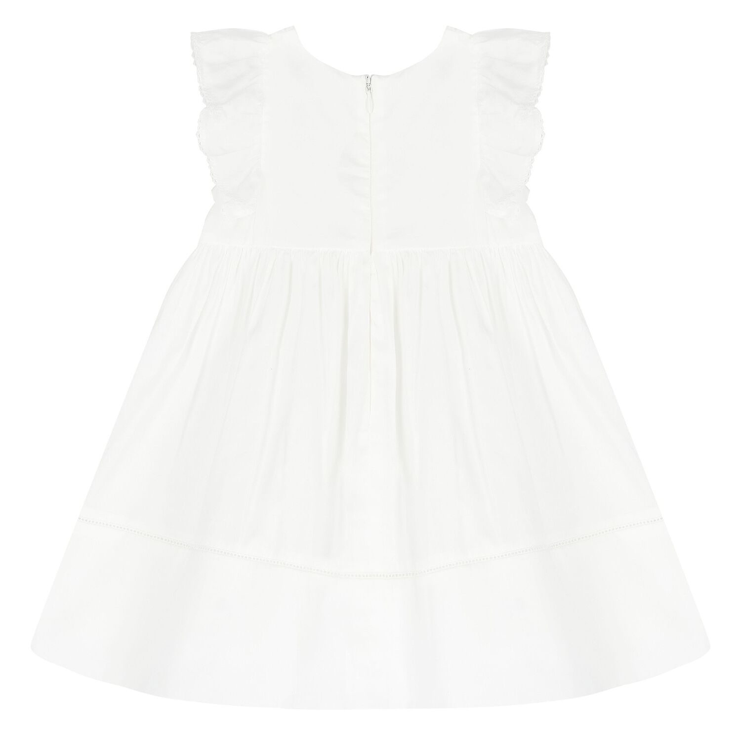 فستان بطبعة الزهور باللون الأبيض للبنات  , 1, hi-res