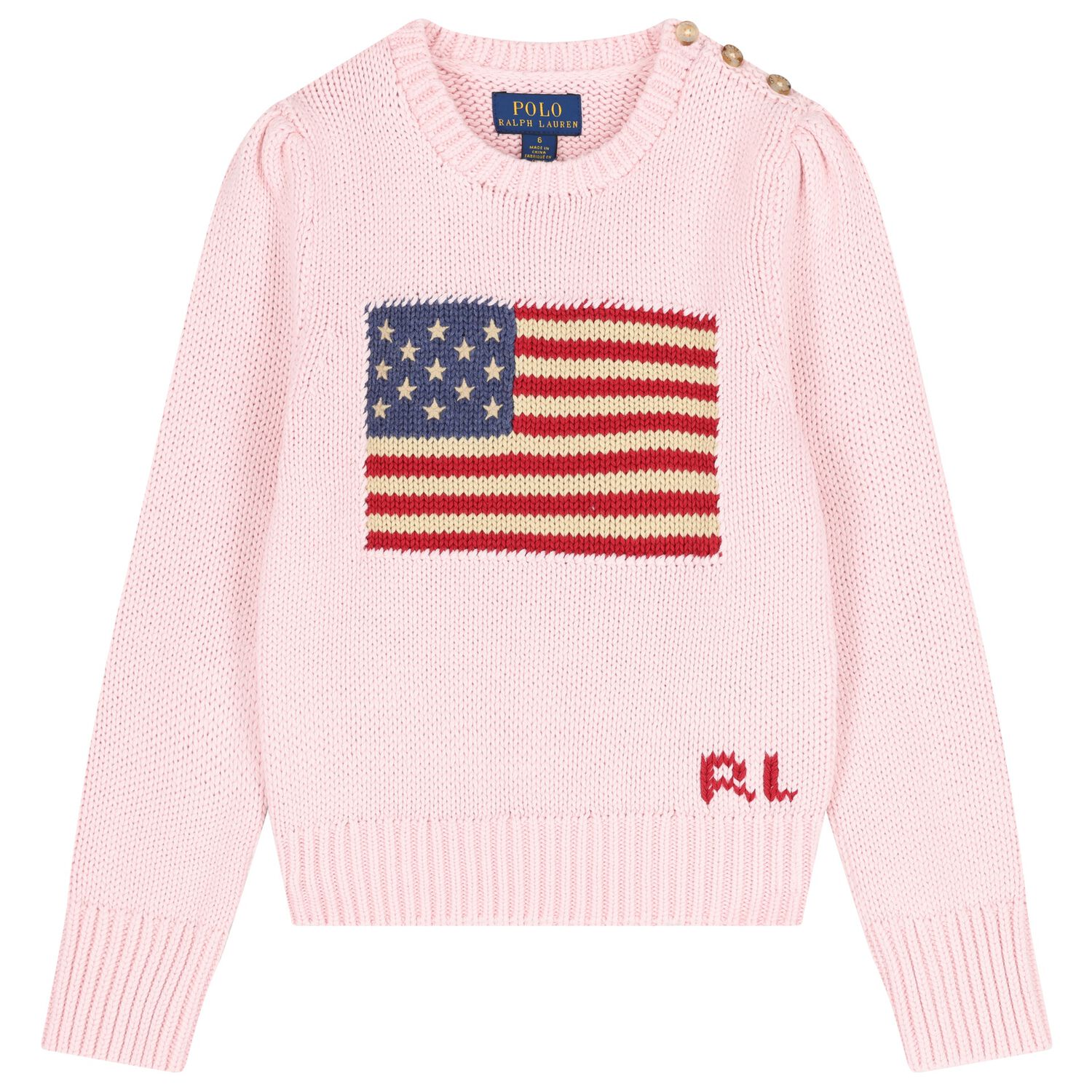 Girls Pink Logo Knitted Jumper, 1, hi-res