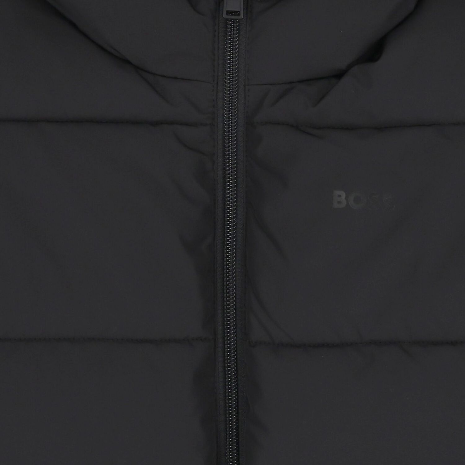 Boys Black Logo Puffer Jacket, 1, hi-res